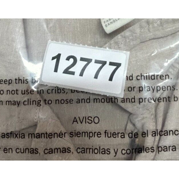 H&M Shirt Womens Large Beige Linen Blend Button Up Short Sleeve Blouse - Picture 8 of 8